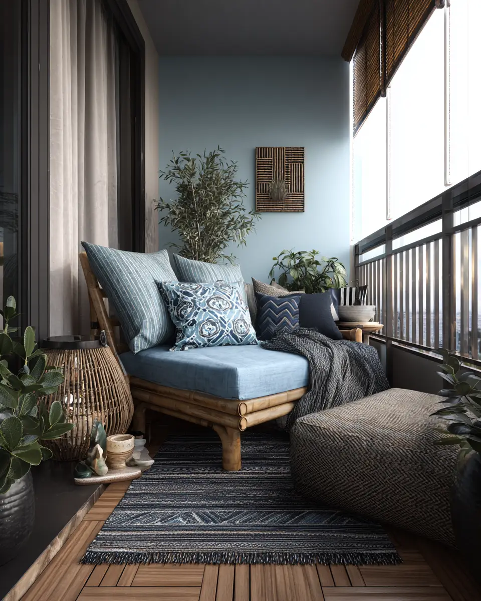 Blue Japandi Balcony Decor Ideas