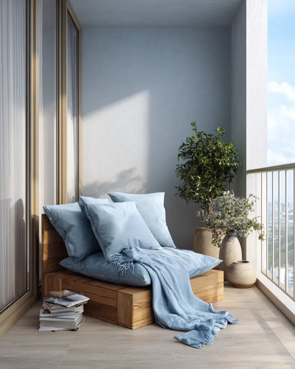 Blue Japandi Balcony Decor Ideas