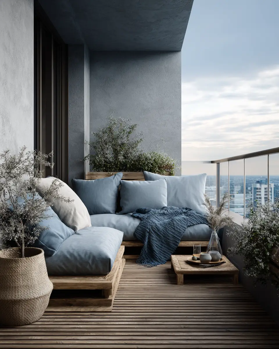 Blue Japandi Balcony Decor Ideas