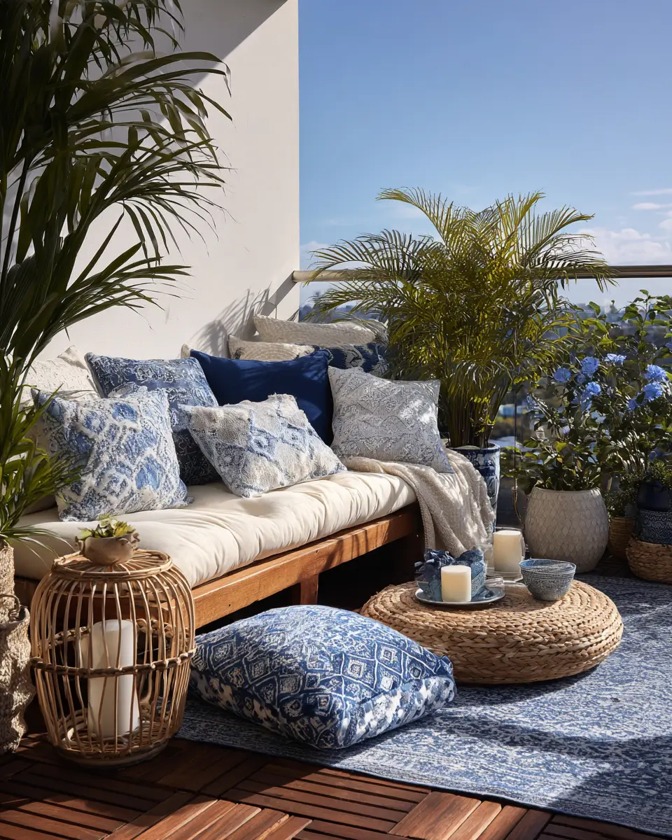 Blue Japandi Balcony Decor Ideas
