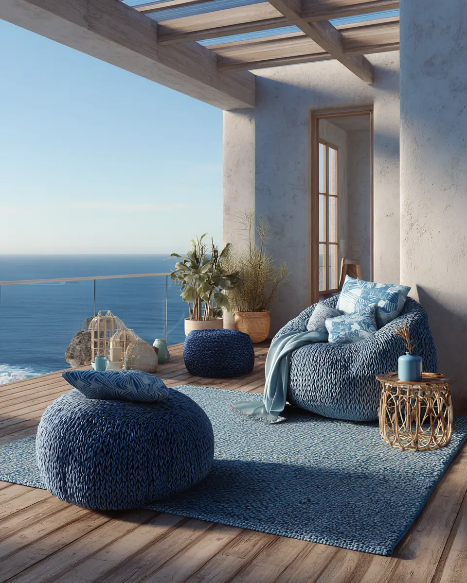 Blue Japandi Balcony Decor Ideas