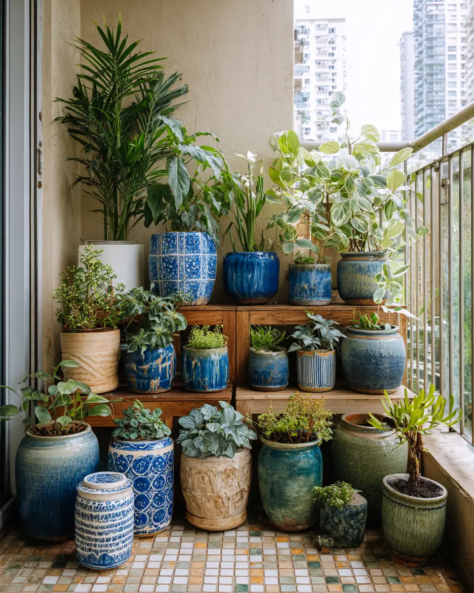 Blue Japandi Balcony Decor Ideas