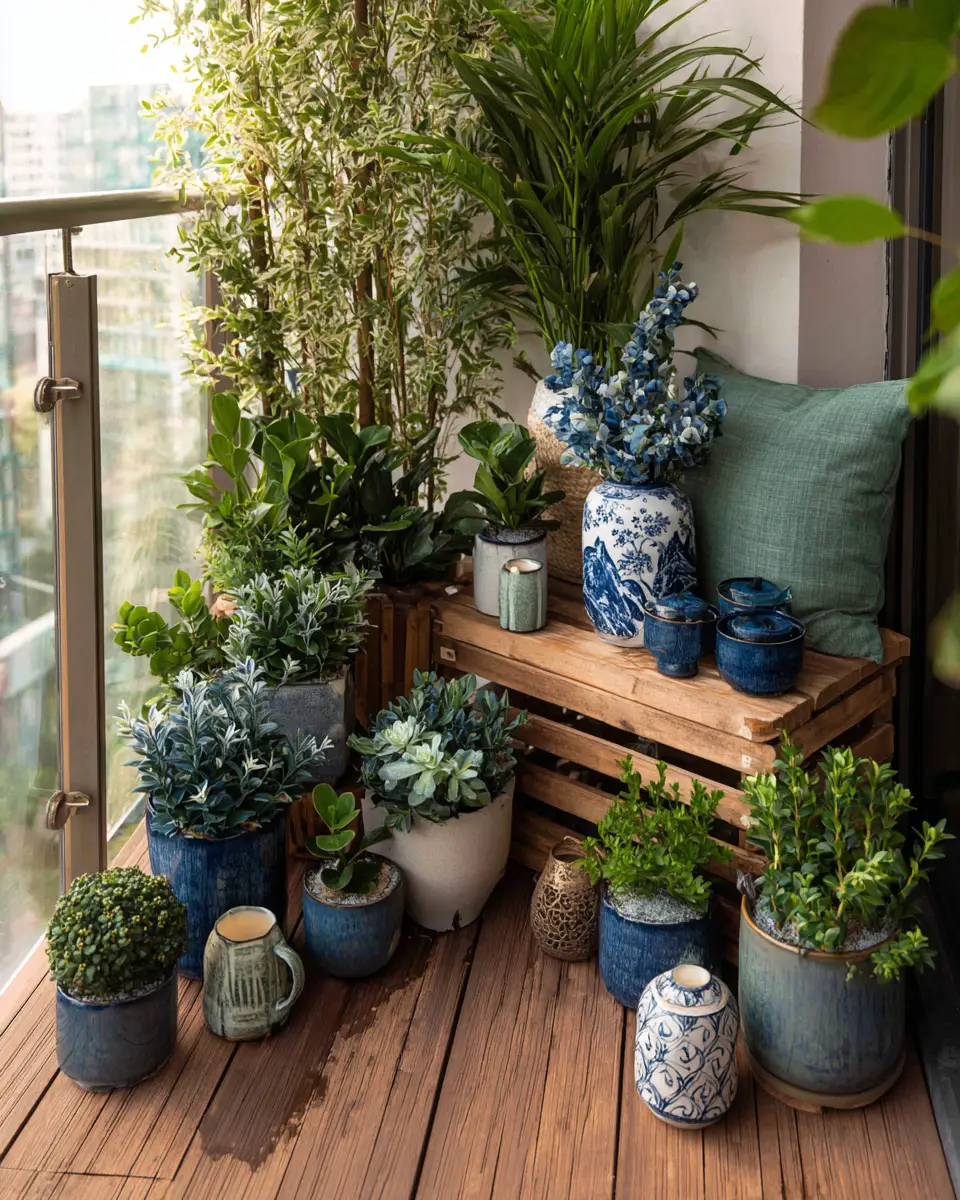 Blue Japandi Balcony Decor Ideas