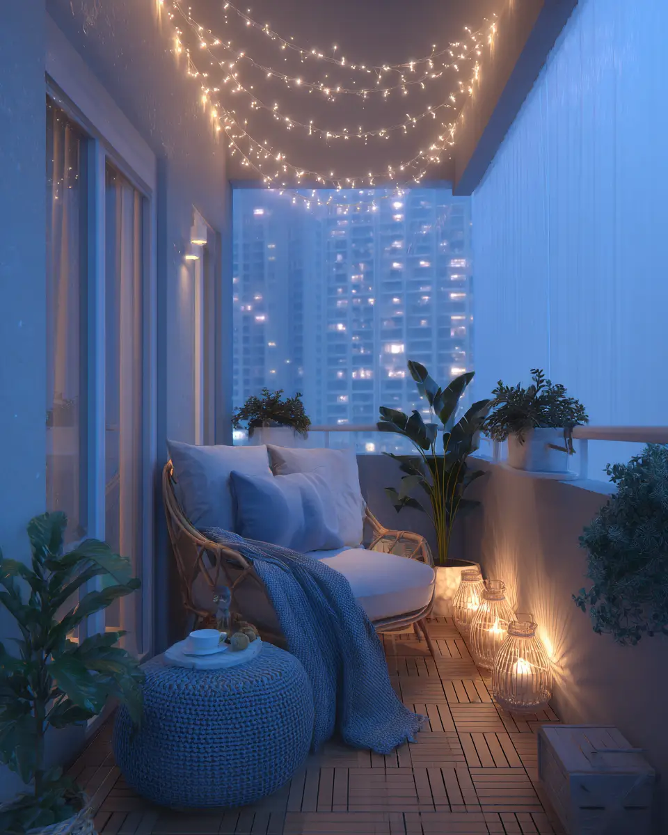 Blue Japandi Balcony Decor Ideas