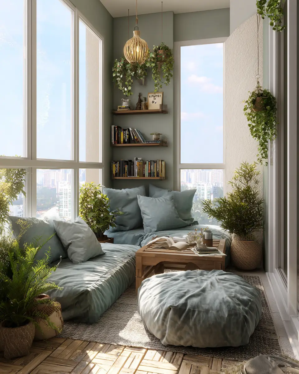 Blue Japandi Balcony Decor Ideas