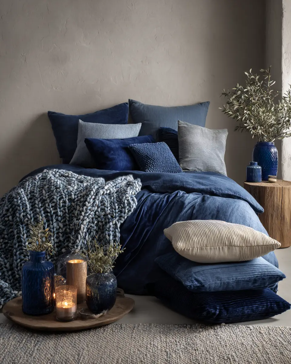 Blue Japandi Bedroom Decor Ideas