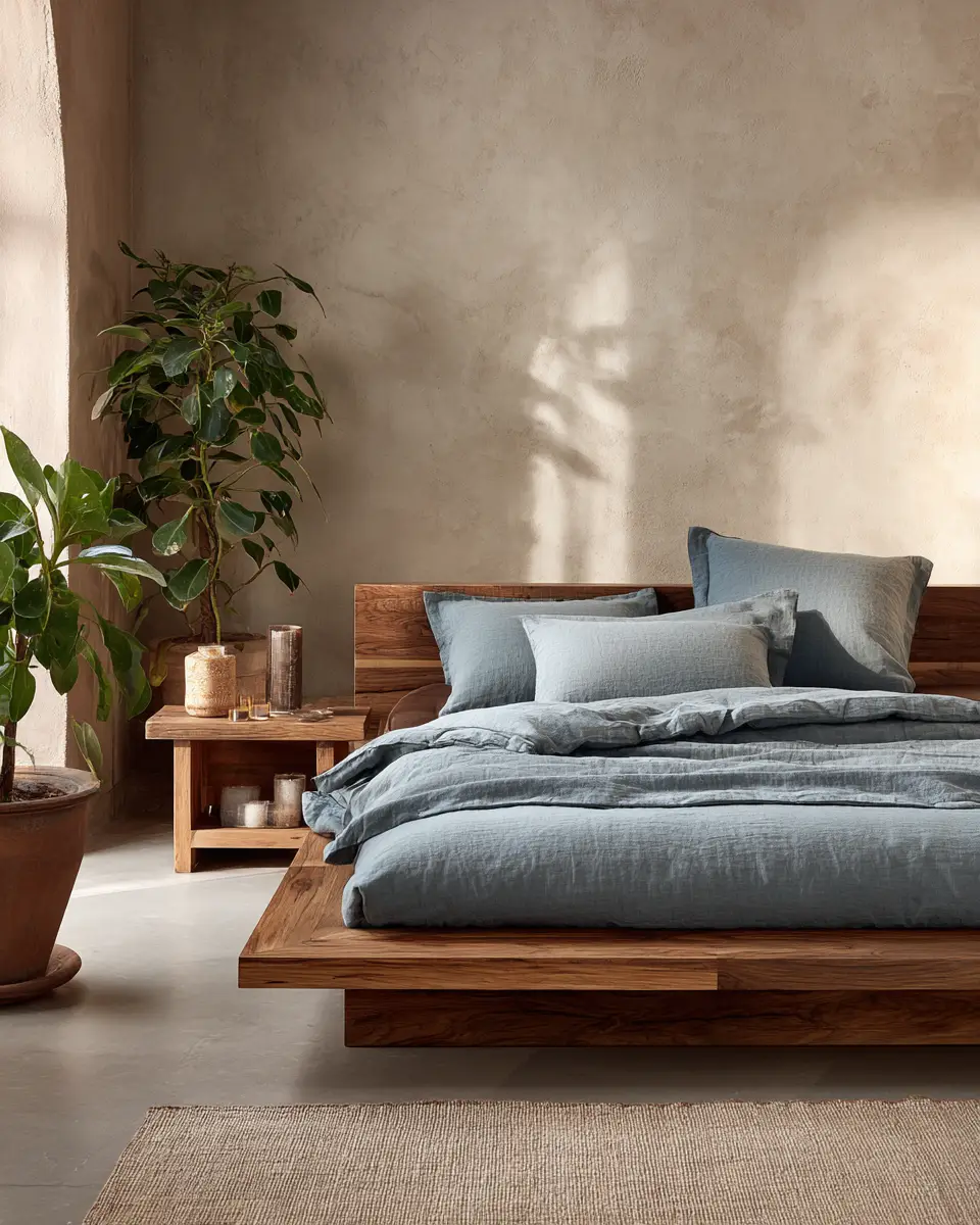 Blue Japandi Bedroom Decor Ideas