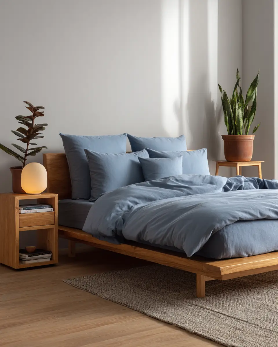 Blue Japandi Bedroom Decor Ideas