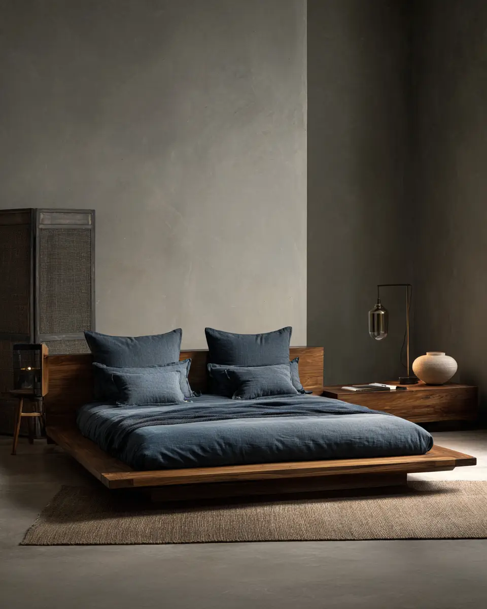 Blue Japandi Bedroom Decor Ideas