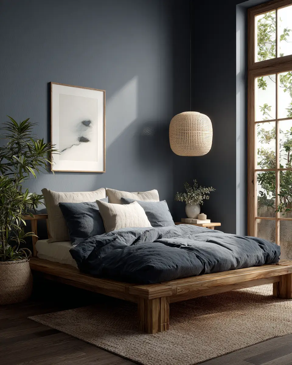 Blue Japandi Bedroom Decor Ideas