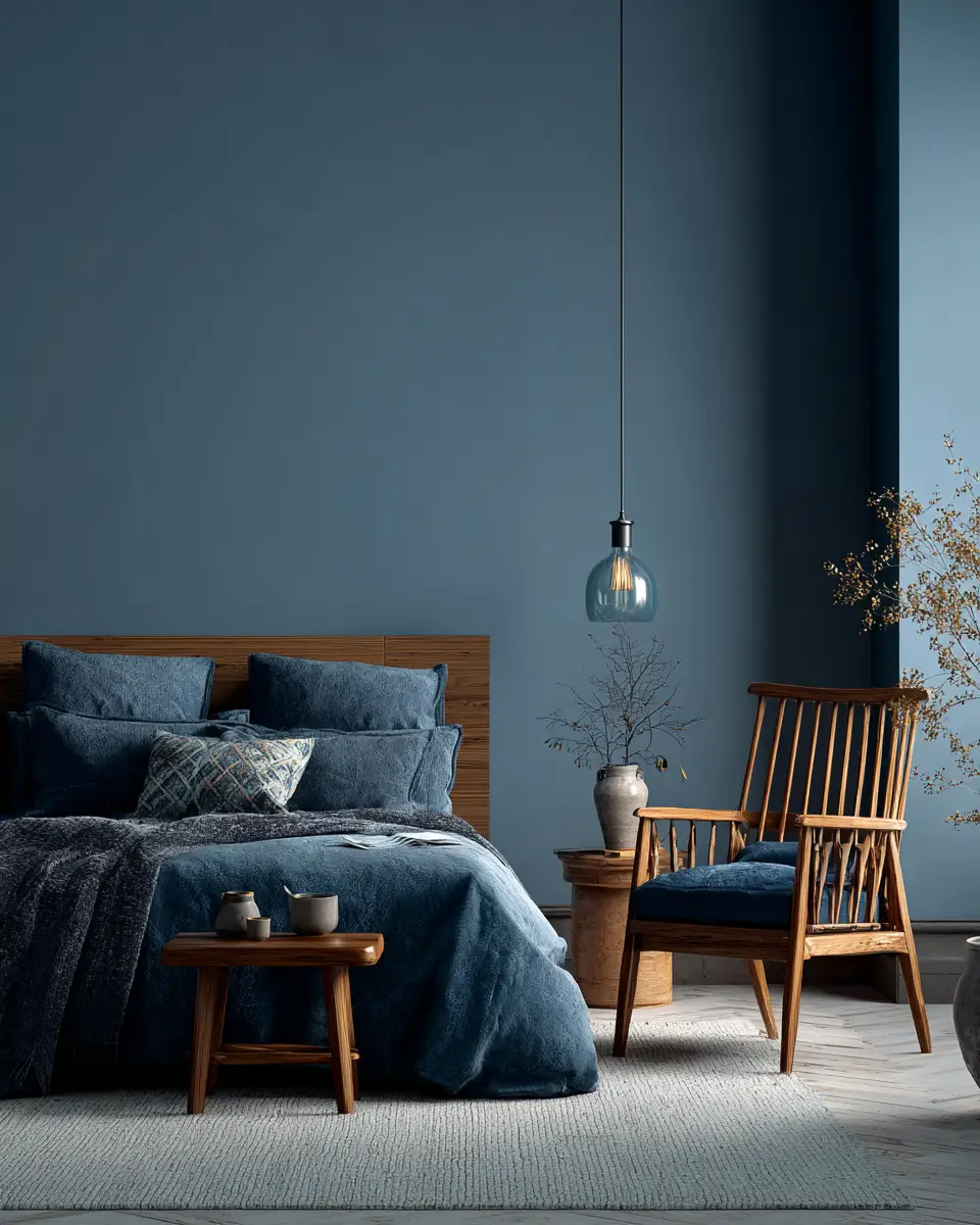 Blue Japandi Bedroom Decor Ideas