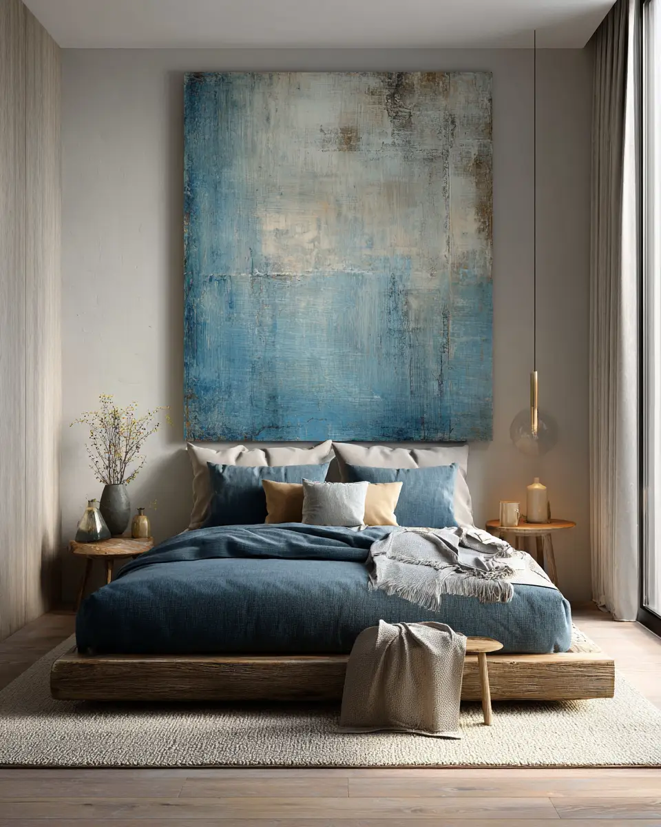 Blue Japandi Bedroom Decor Ideas