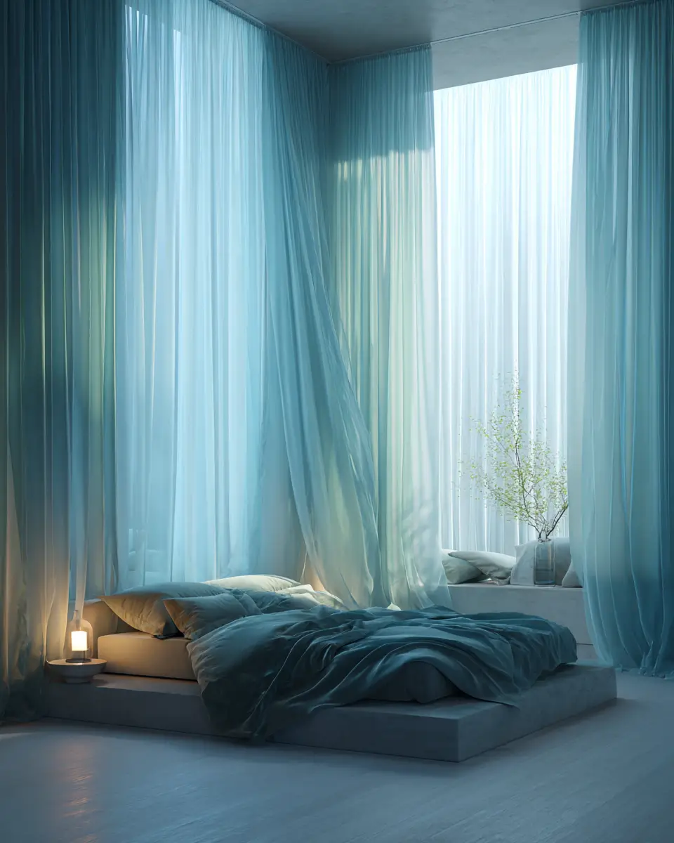 Blue Japandi Bedroom Decor Ideas