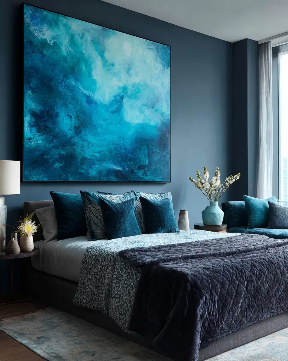 Blue Japandi Bedroom Decor Ideas