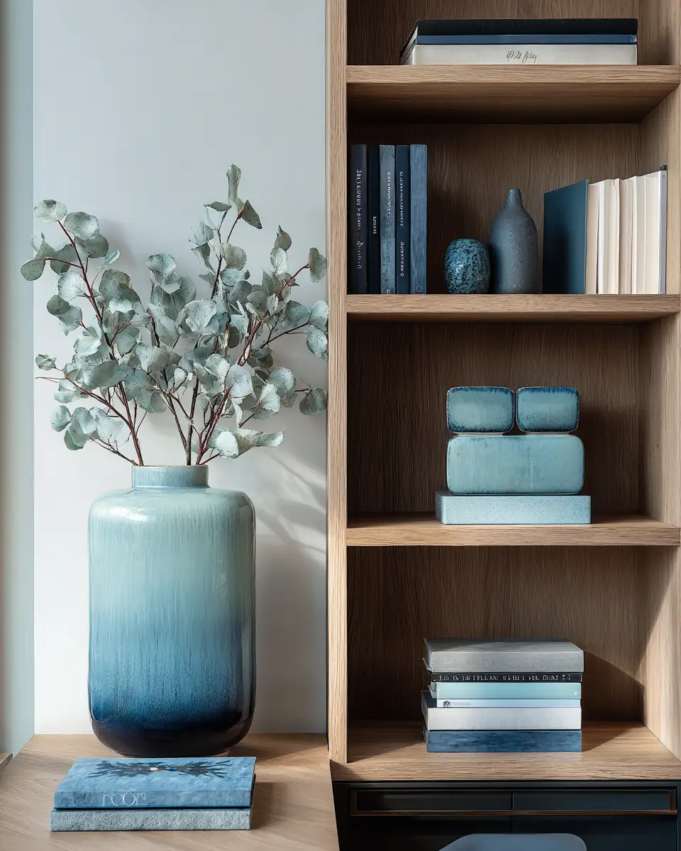 Blue Japandi Home Office Decor Ideas