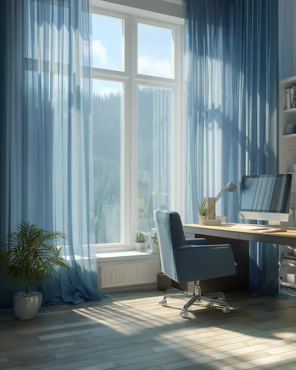 Blue Japandi Home Office Decor Ideas