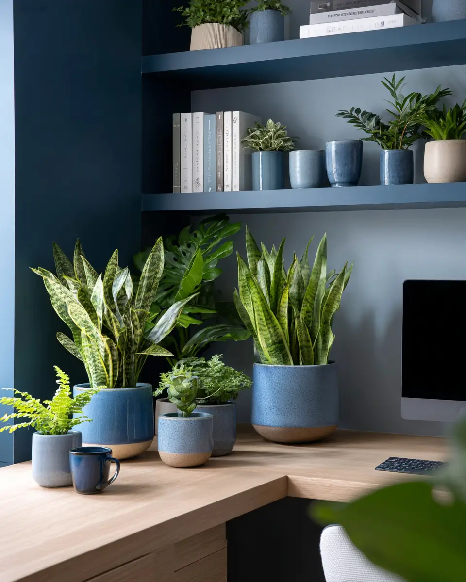 Blue Japandi Home Office Decor Ideas