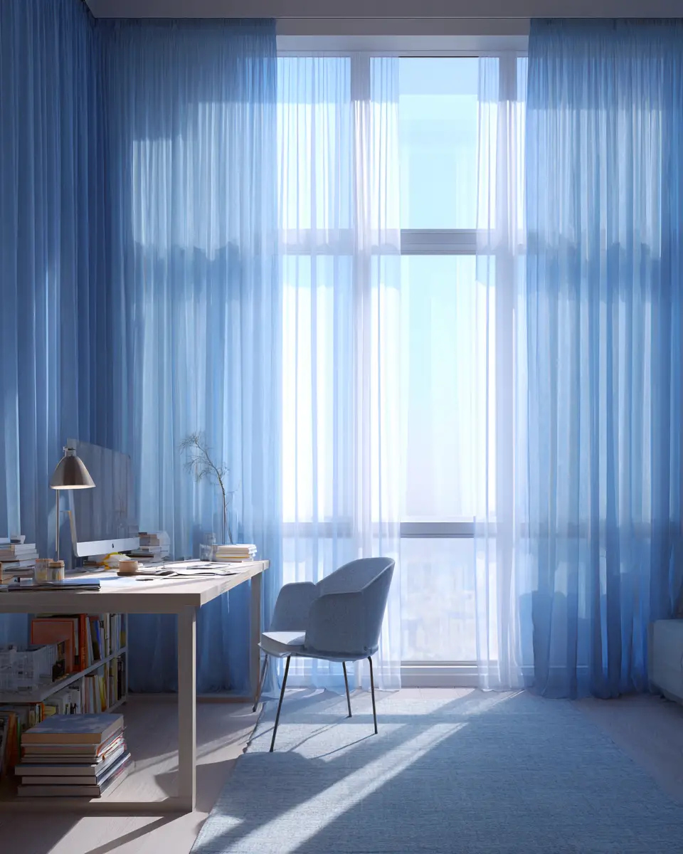 Blue Japandi Home Office Decor Ideas