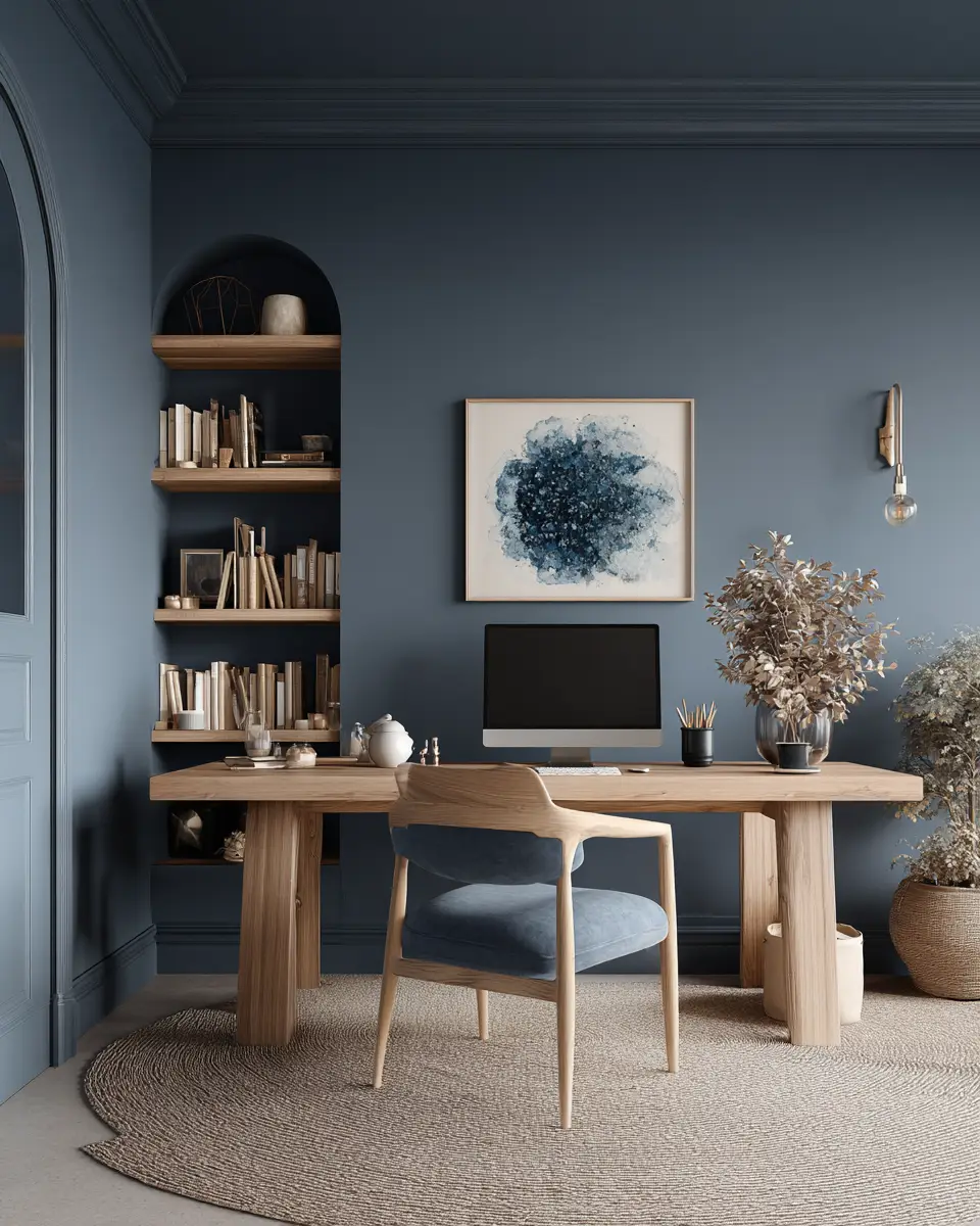 Blue Japandi Home Office Decor Ideas