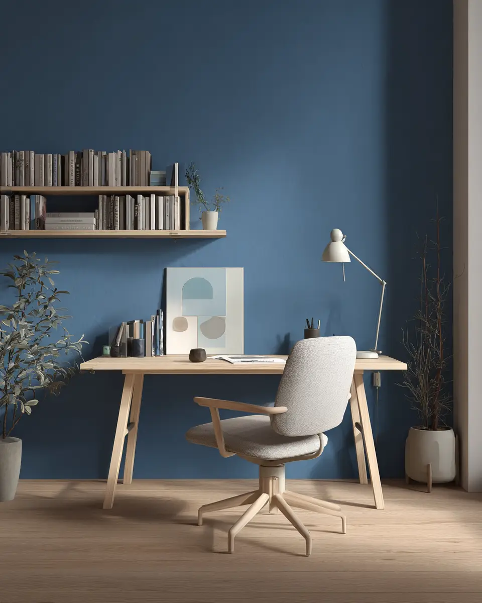Blue Japandi Home Office Decor Ideas