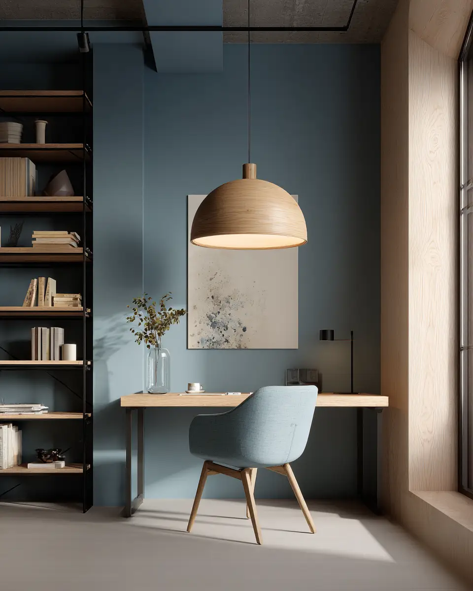 Blue Japandi Home Office Decor Ideas
