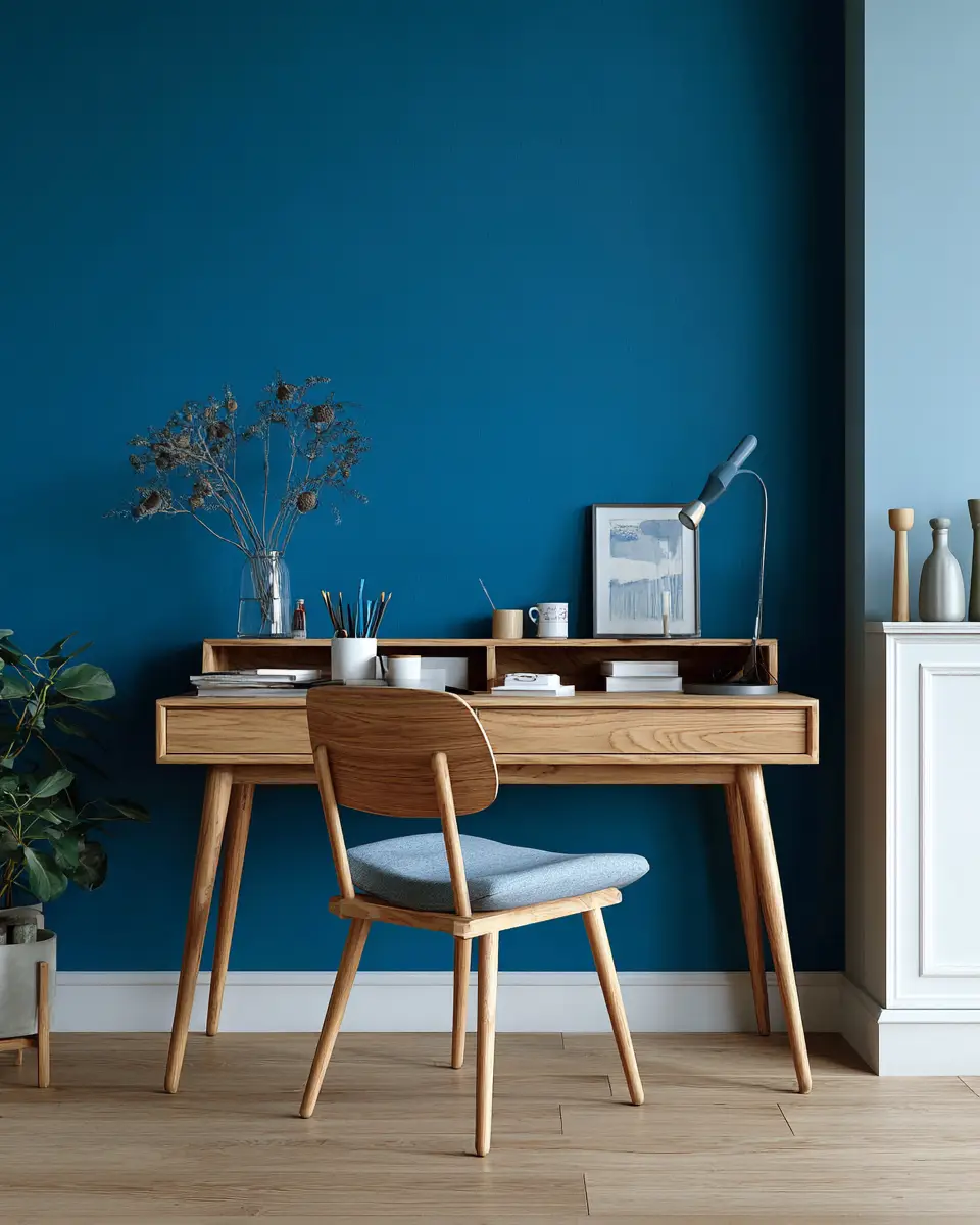 Blue Japandi Home Office Decor Ideas