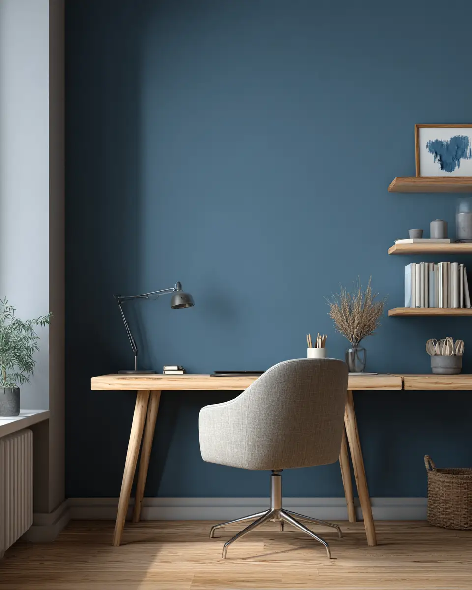 Blue Japandi Home Office Decor Ideas
