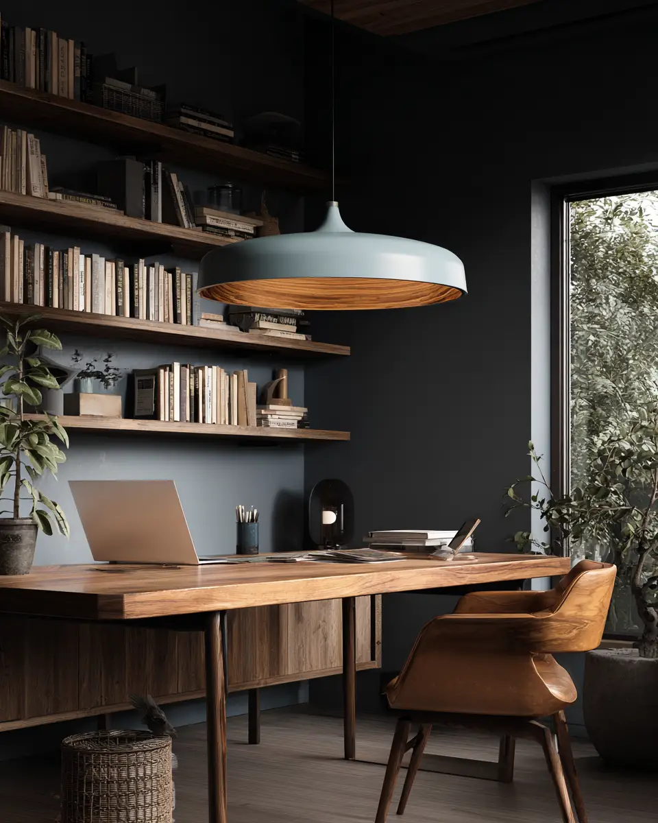 Blue Japandi Home Office Decor Ideas