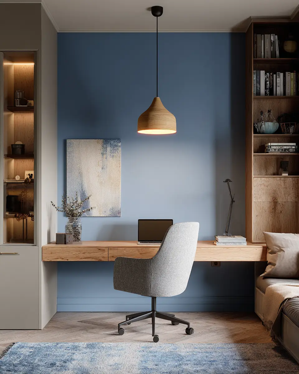 Blue Japandi Home Office Decor Ideas