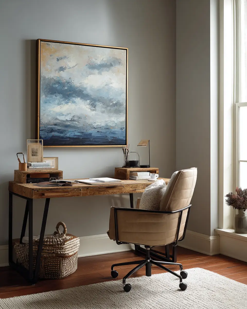 Blue Japandi Home Office Decor Ideas