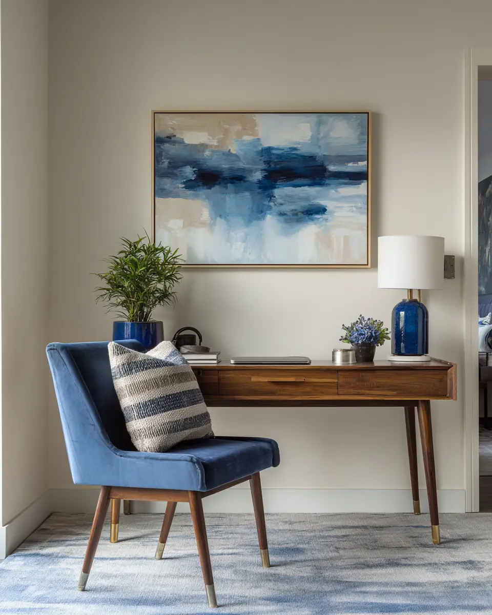 Blue Japandi Home Office Decor Ideas