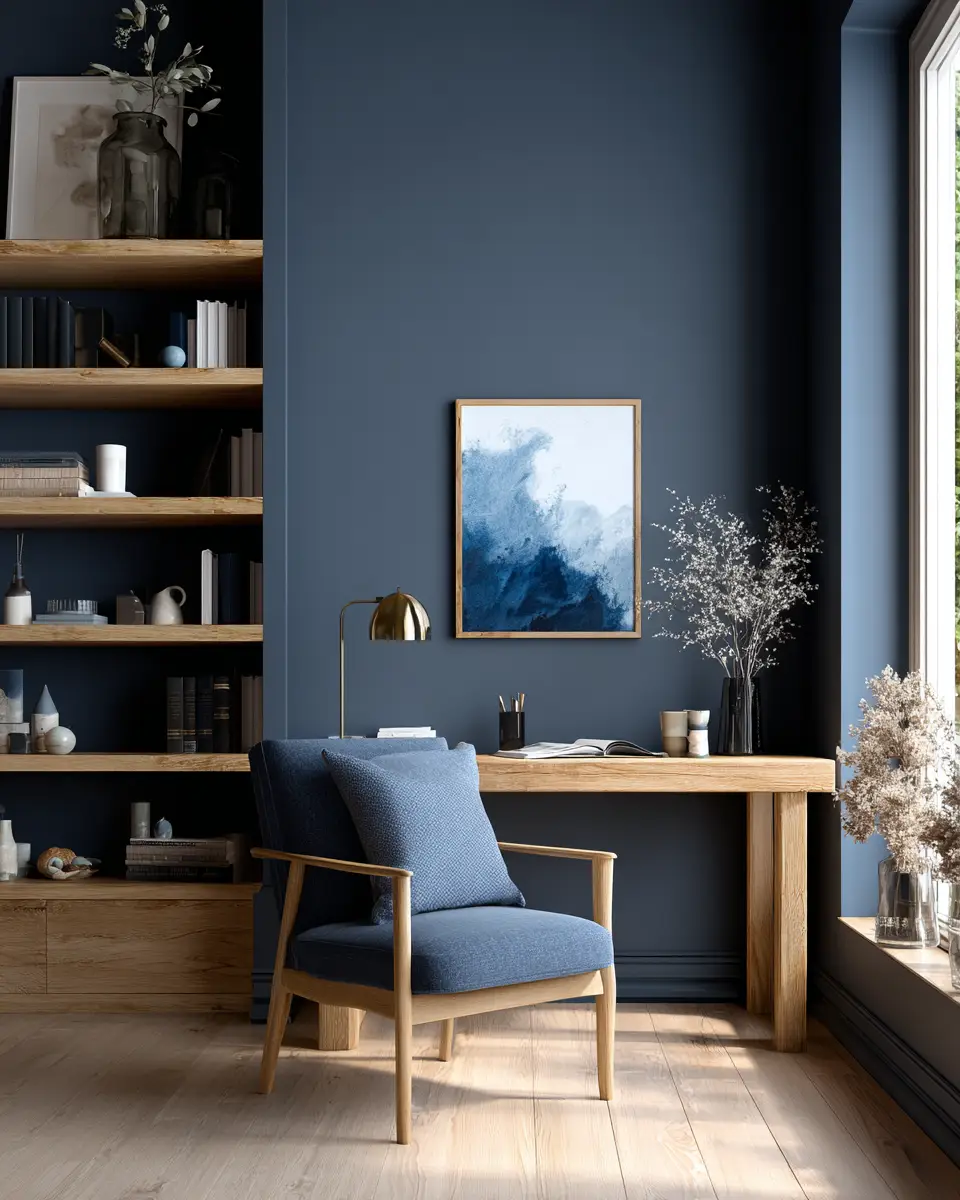 Blue Japandi Home Office Decor Ideas
