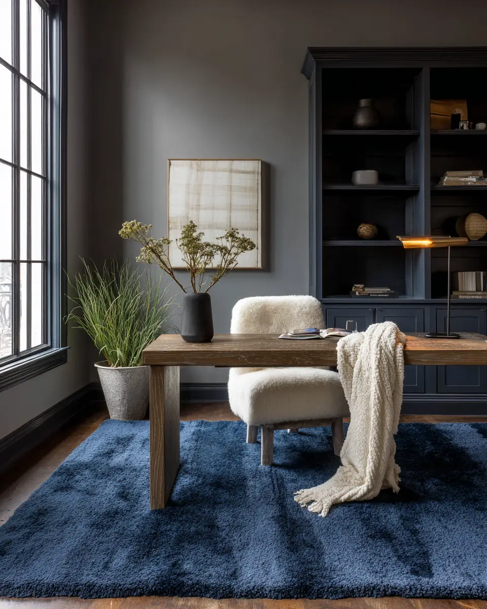 Blue Japandi Home Office Decor Ideas