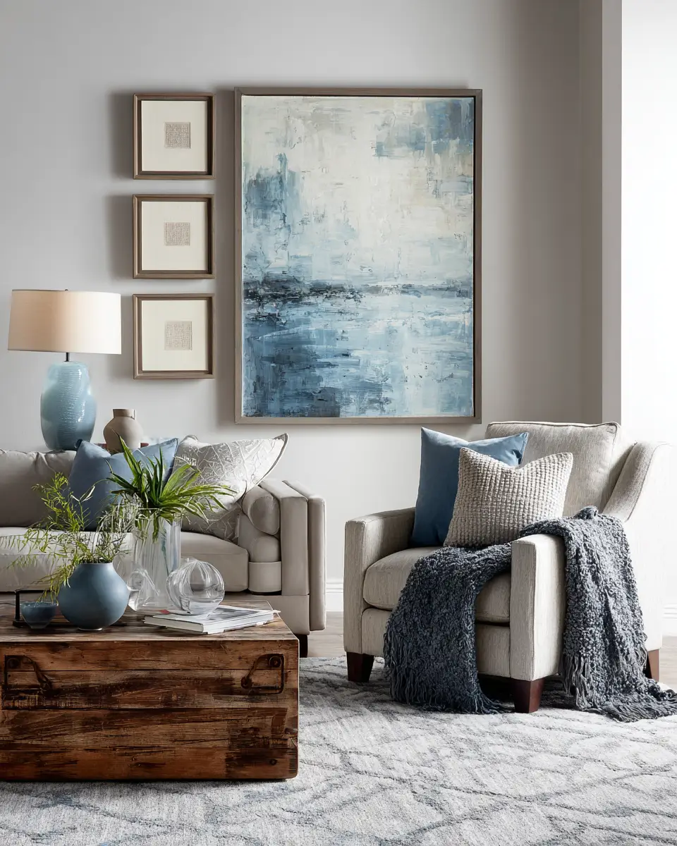 Blue Japandi Living Room Decor Ideas