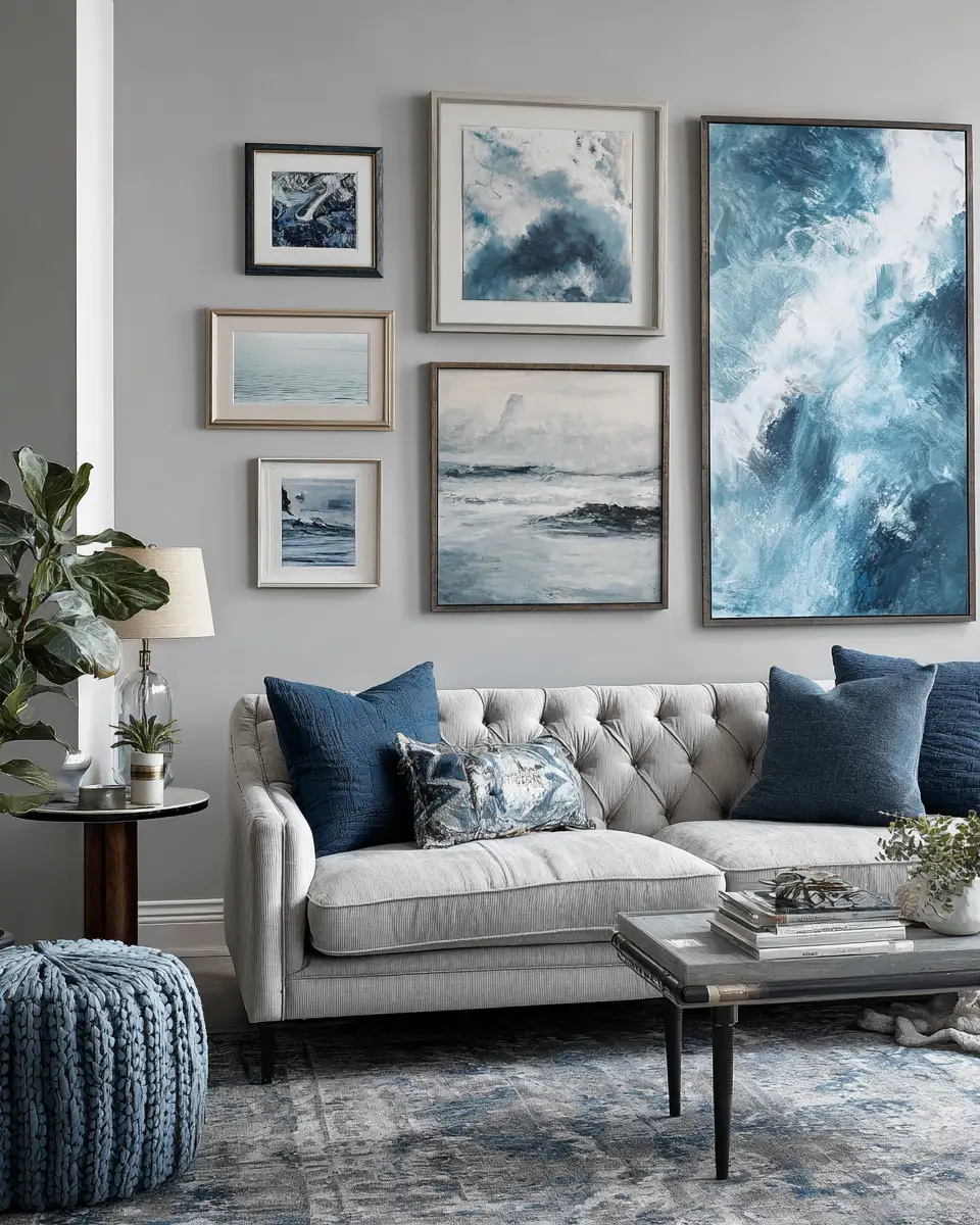 Blue Japandi Living Room Decor Ideas