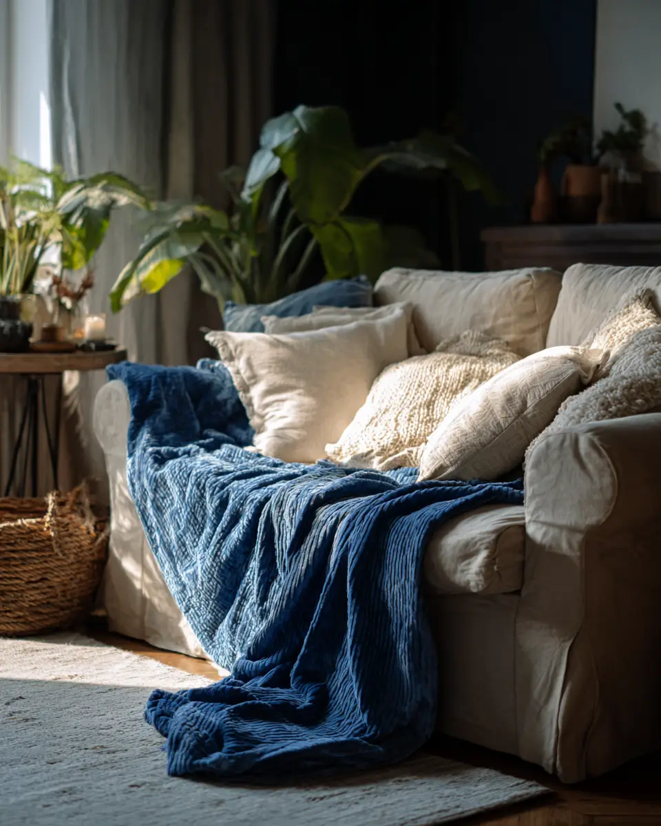 Blue Japandi Living Room Decor Ideas