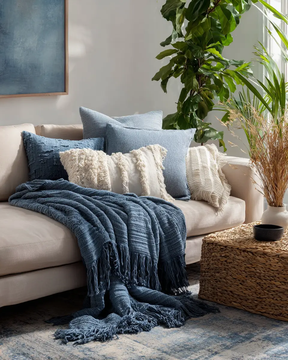 Blue Japandi Living Room Decor Ideas