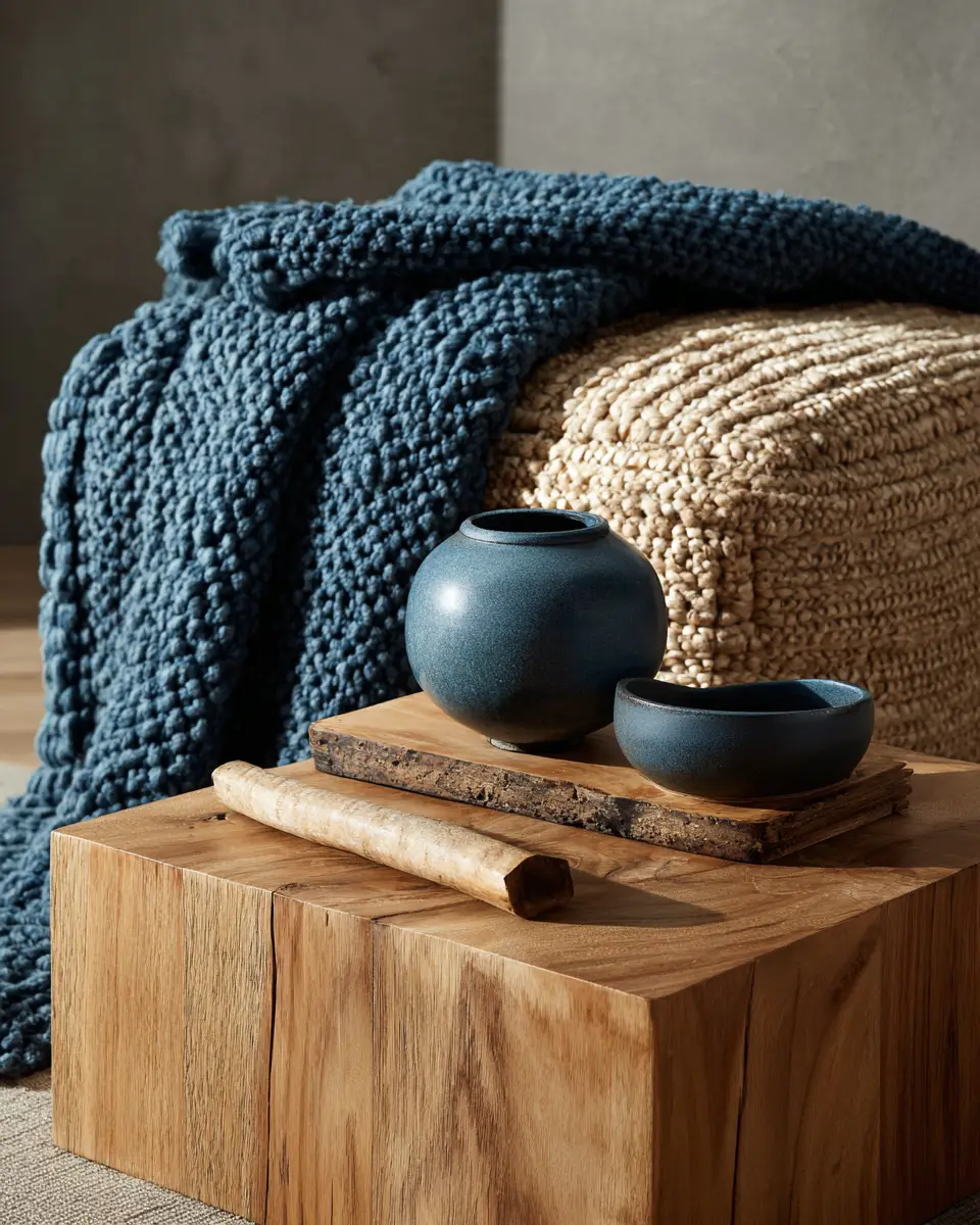 Blue Japandi Living Room Decor Ideas