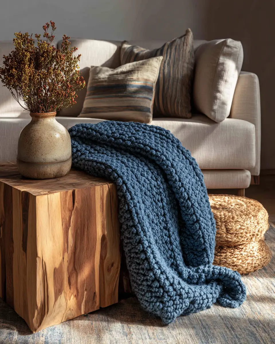 Blue Japandi Living Room Decor Ideas