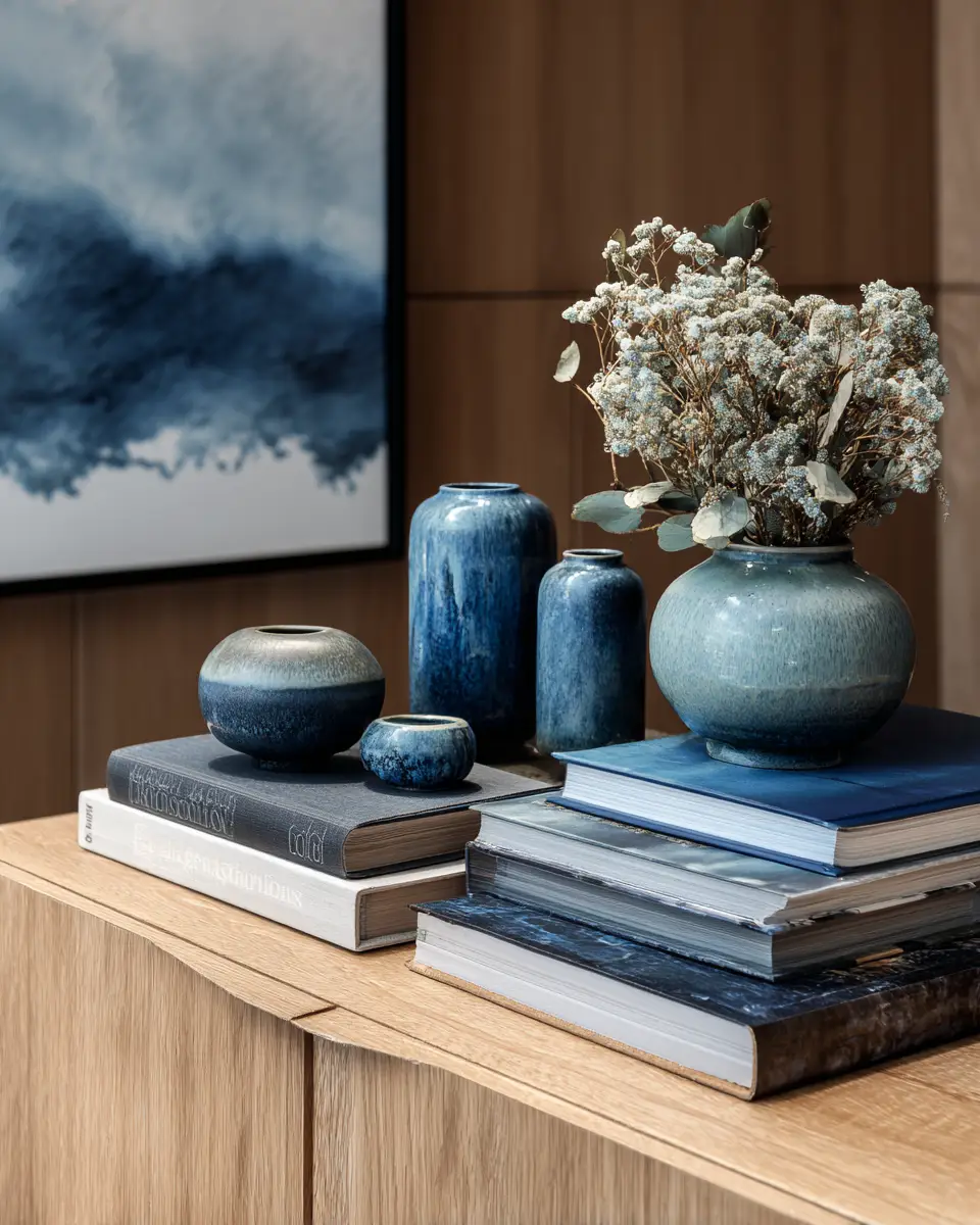 Blue Japandi Living Room Decor Ideas