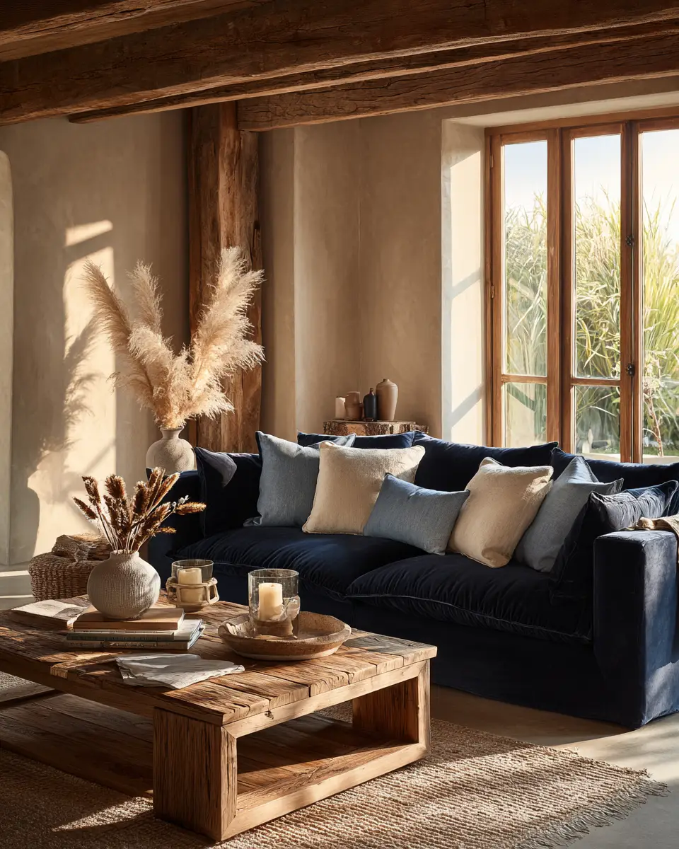 Blue Japandi Living Room Decor Ideas