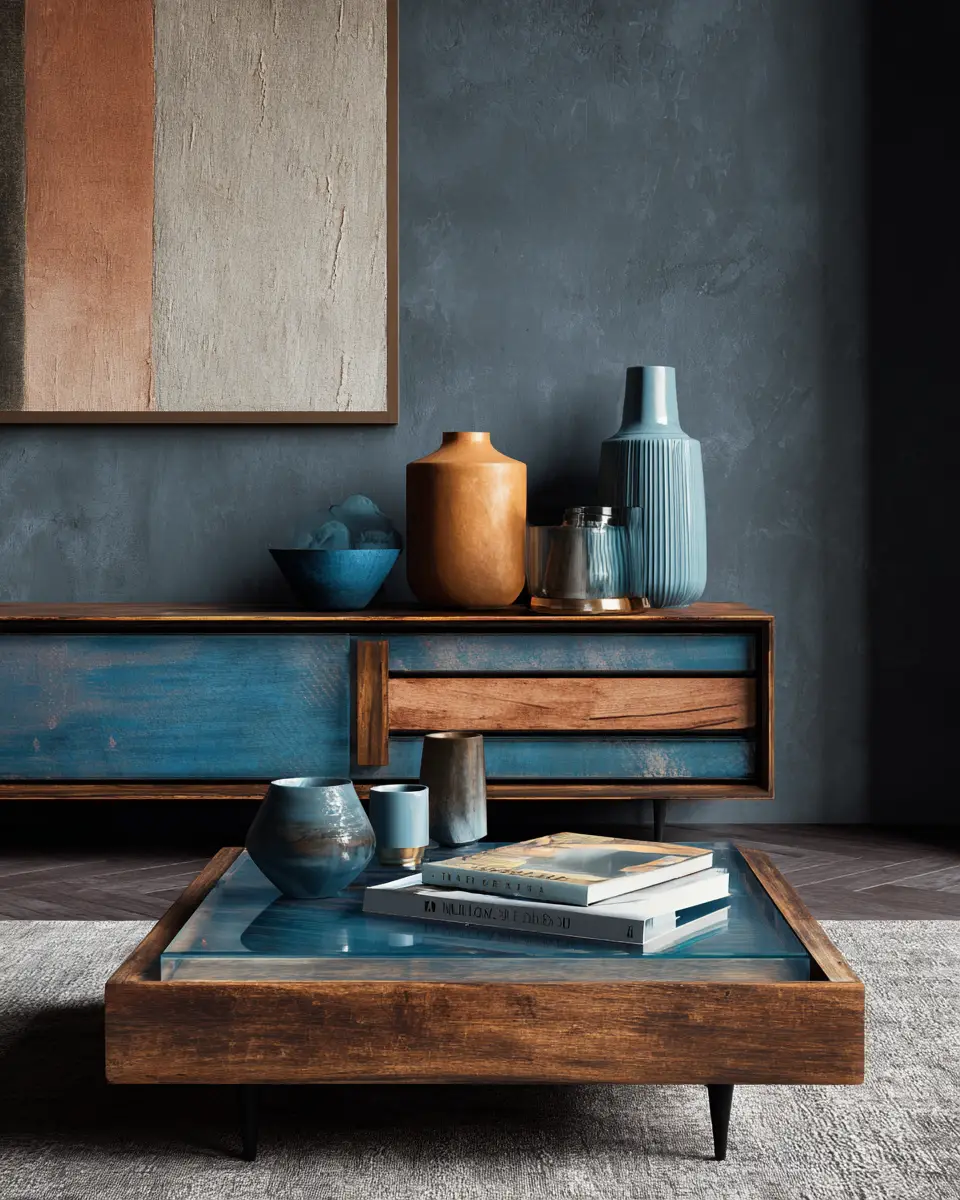 Blue Japandi Living Room Decor Ideas