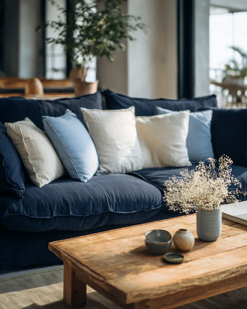 Blue Japandi Living Room Decor Ideas