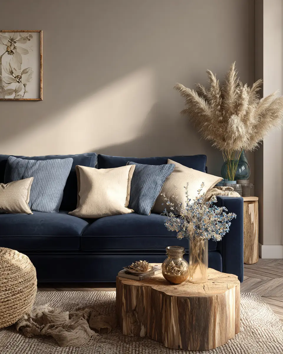 Blue Japandi Living Room Decor Ideas