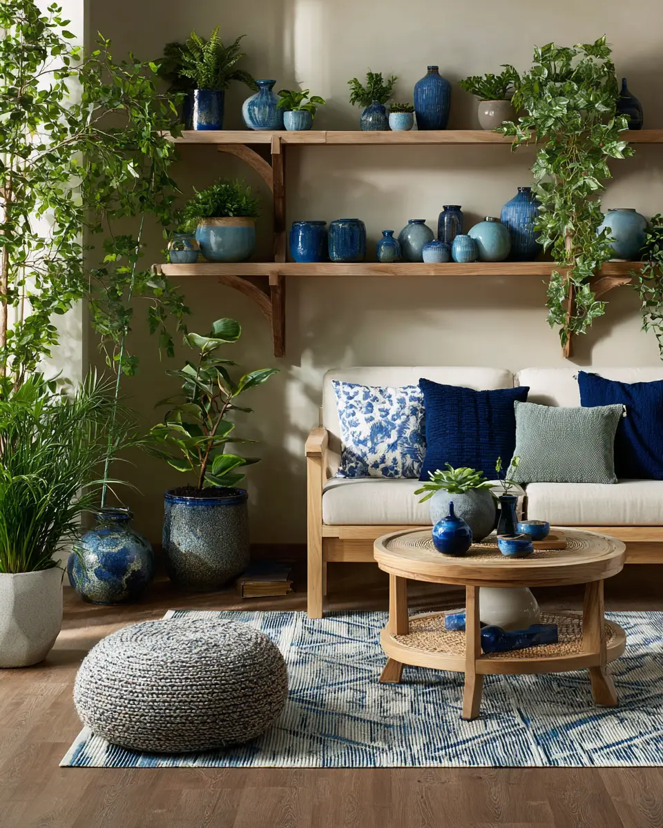 Blue Japandi Living Room Decor Ideas