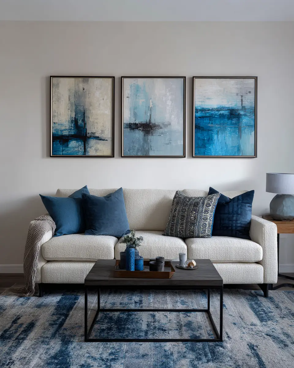 Blue Japandi Living Room Decor Ideas