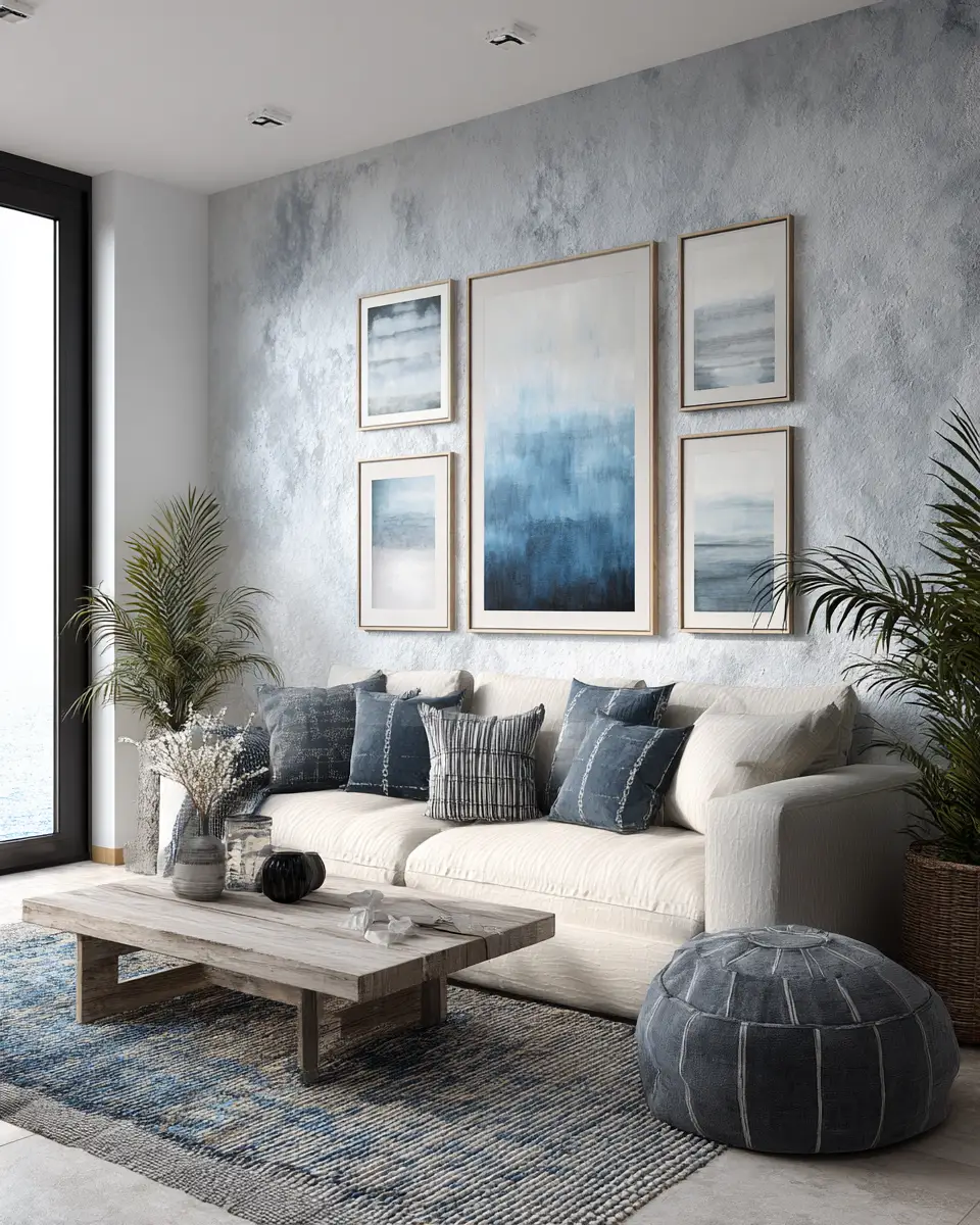 Blue Japandi Living Room Decor Ideas