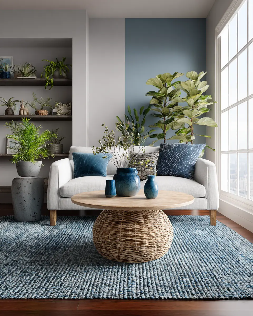 Blue Japandi Living Room Decor Ideas