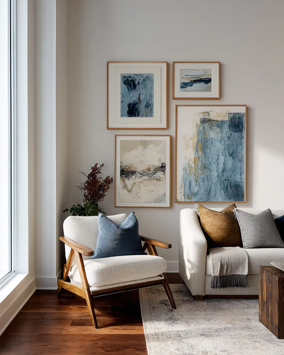 Blue Mid-Century Modern Living Room Decor Ideas