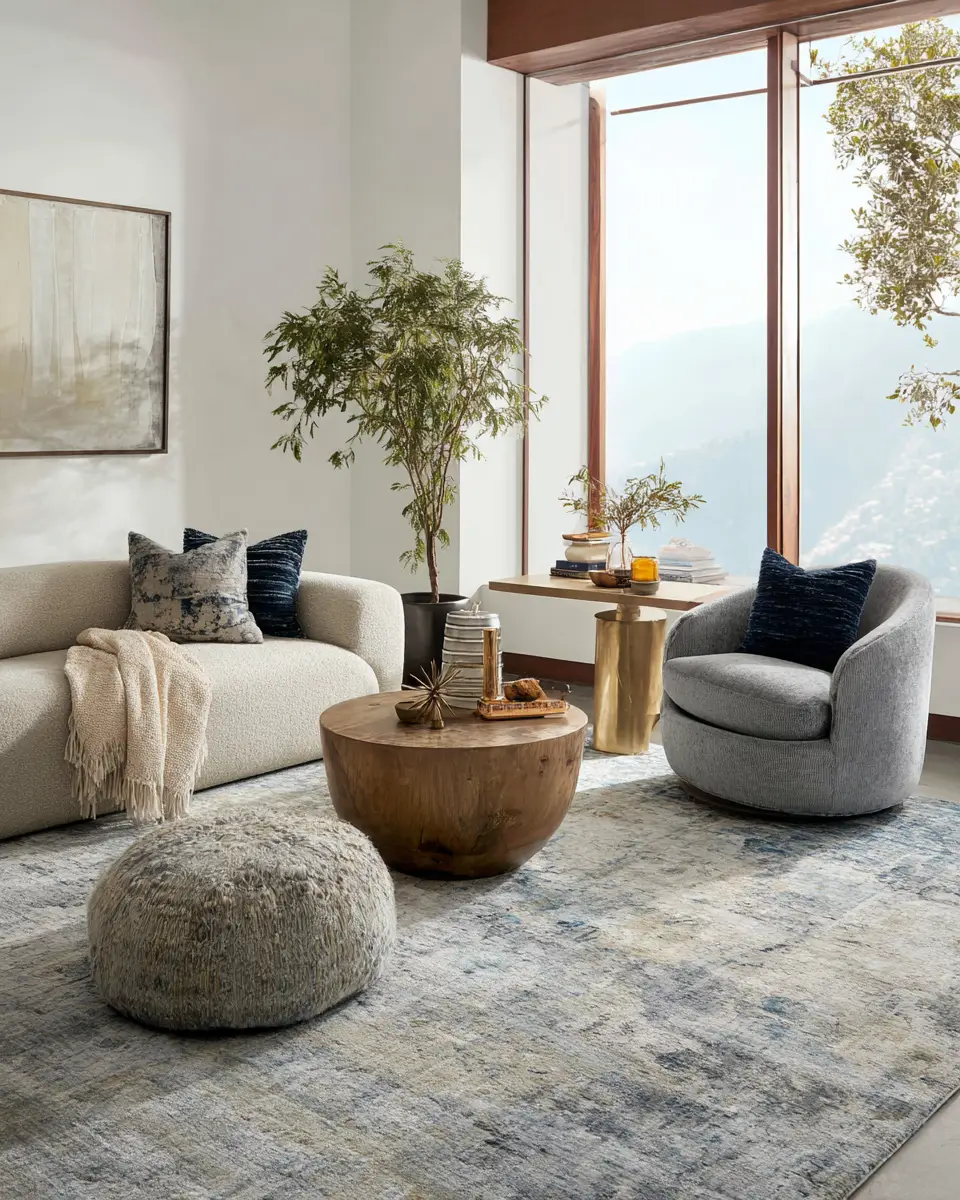 Blue Mid-Century Modern Living Room Decor Ideas
